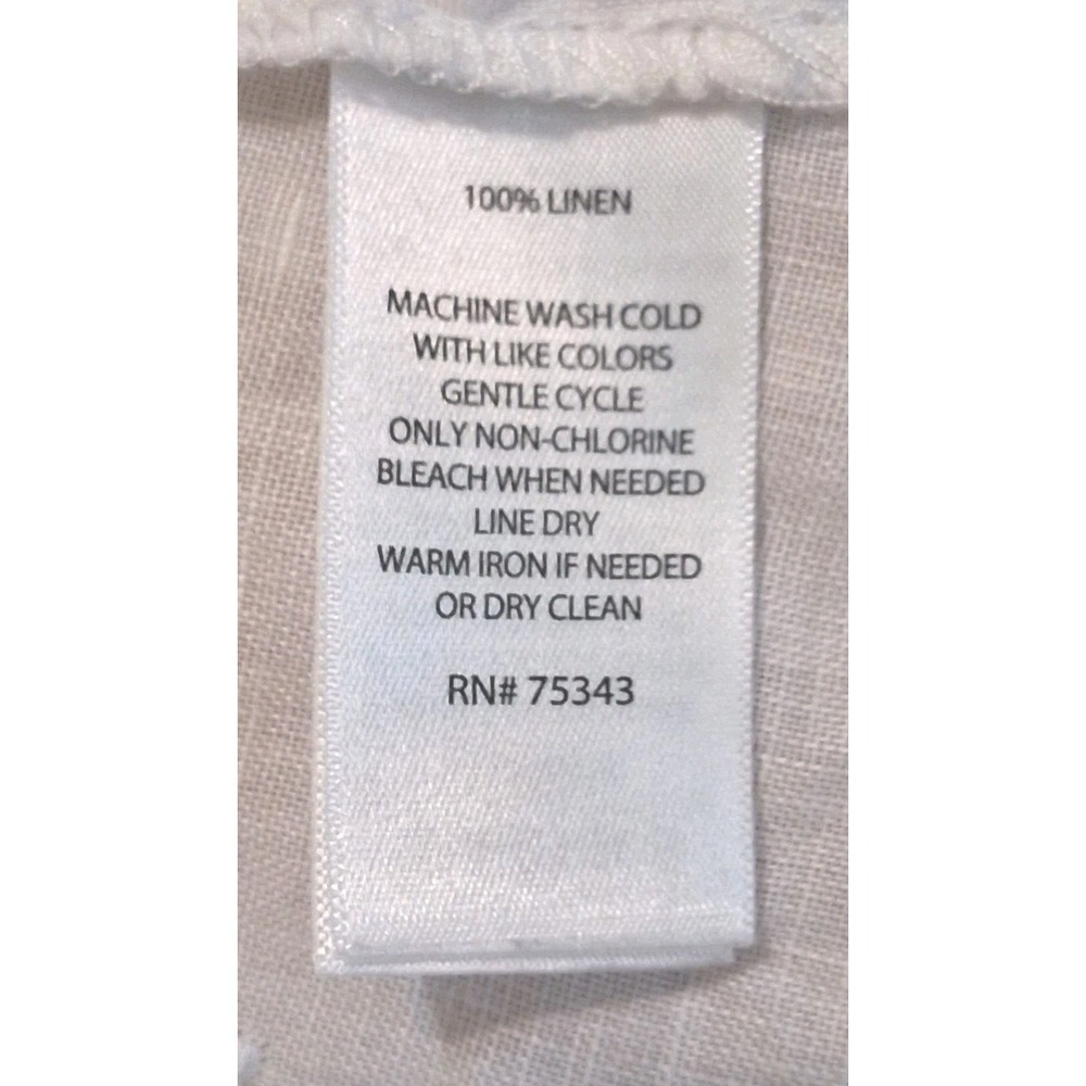Saint Tropez West M White Linen Tunic Top Floral Embroidery Pintuck Tab Sleeve - Picture 7 of 8